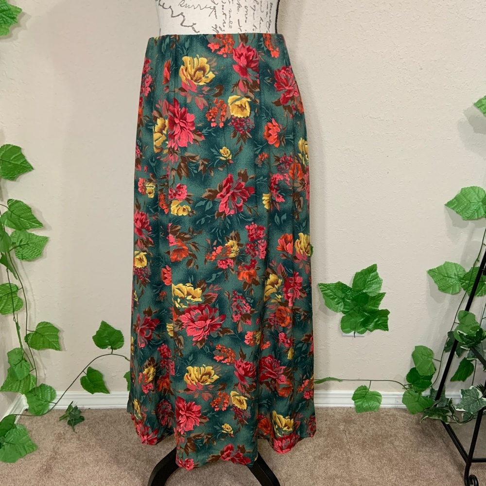 Vintage 90’s Green Floral Ankle Skirt Fairy - Picture 3 of 7